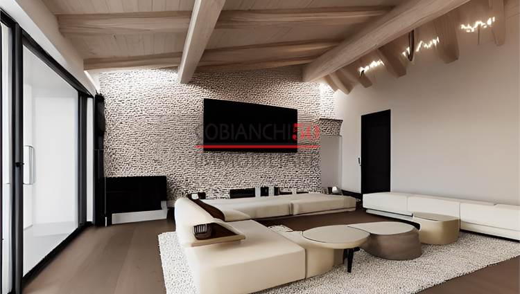 immagine renderizzata zona giorno con terrazza